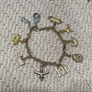 ❤️ 5/$25 Diamond International Gold and Silver Charm Bracelet